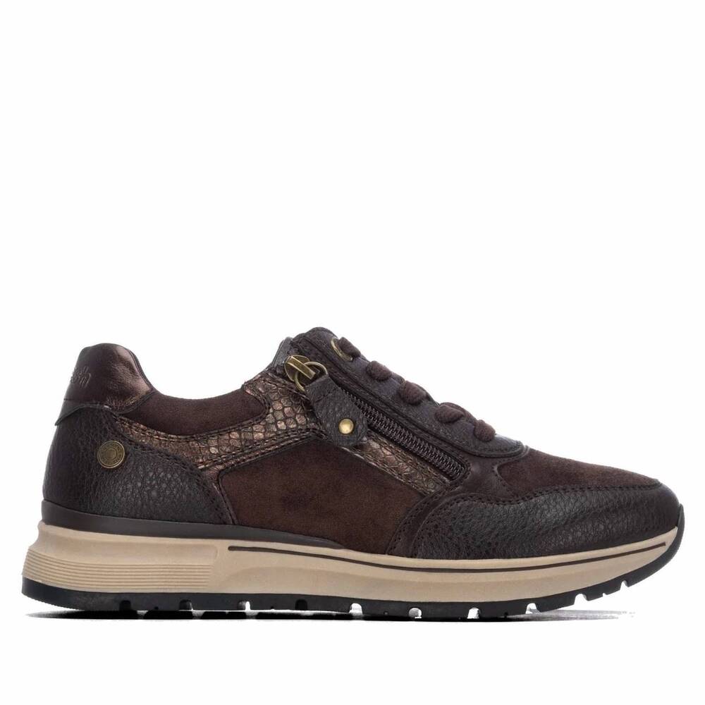 NEW REFRESH women's casual suede sneakers in brown